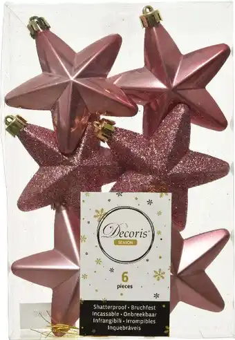 Intratuin Decoris kerst ornament ster roze d h 7,5 cm 6 stuks aanbieding