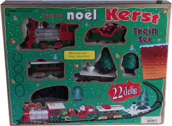 Intratuin Kerstdorpminiatuur treinset rood / groen 39 x 31 x 5,3 cm 22-delig aanbieding