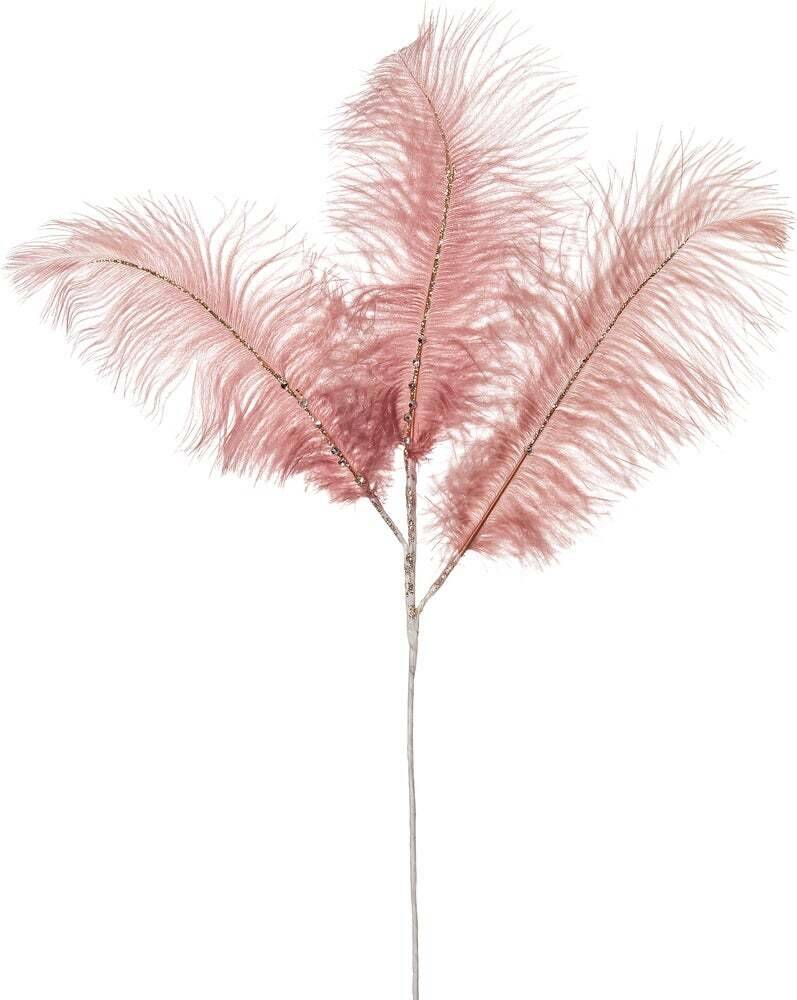 Intratuin kerststeker mette met veren oud roze 60 x 20 x 5 cm