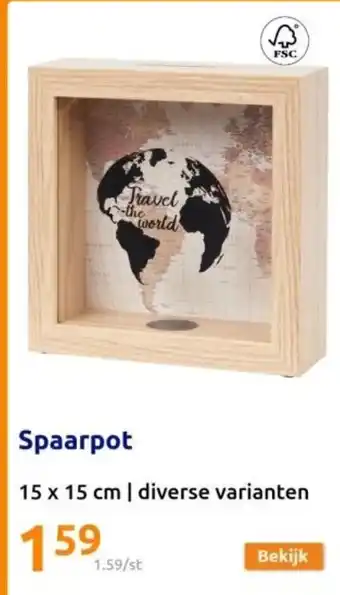 Action Spaarpot 15 x 15 cm | diverse varianten aanbieding