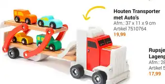 Lobbes Houten Transporter met Auto's 37x11x9 cm aanbieding