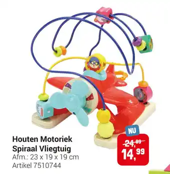 Lobbes Houten Motoriek Spiraal Vliegtuig 23x19x19 cm aanbieding