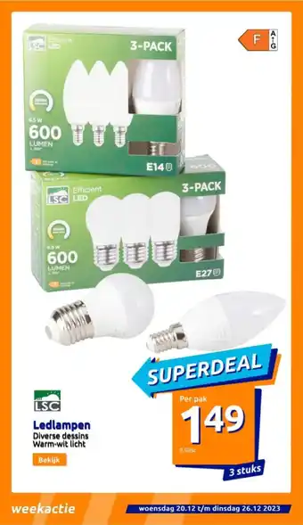 Action LSC Ledlampen Diverse dessins Warm-wit licht aanbieding