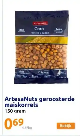 Action ArtesaNuts geroosterde maiskorrels 150 gram aanbieding