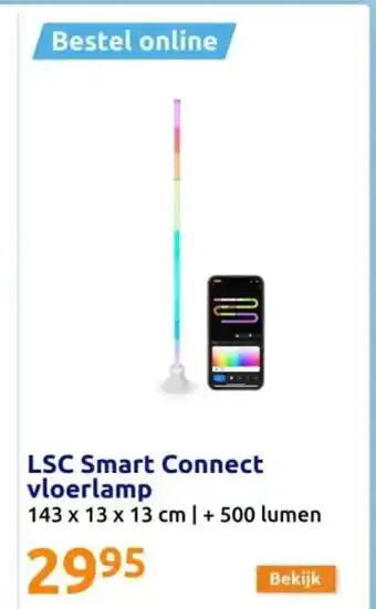 Action LSC Smart Connect vloerlamp 143 x 13 x 13 cm aanbieding