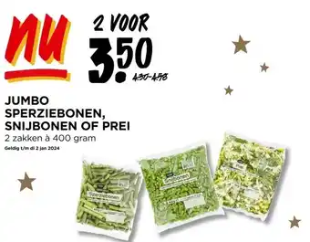 Jumbo Sperziebonen, snijbonen of prei aanbieding