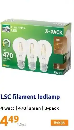 Action Lsc filament ledlamp aanbieding