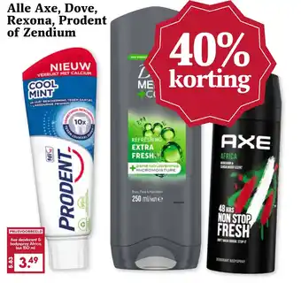 MCD Supermarkt Alle axe, dove, rexona, prodent of zendium aanbieding