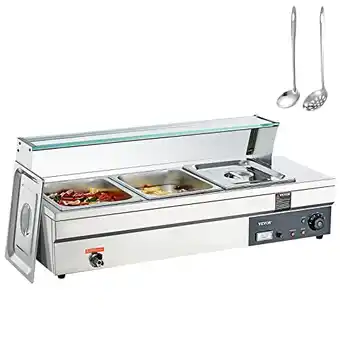 Amazon Vevor roestvrijstalen buffetwarmer voedselwarmer 1500 w, 3 x 13,2 l buffetbakken, 265 x 325 x 150 mm elke verwarmingsplaat br aanbieding