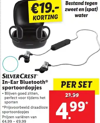 Lidl SILVERCREST In Ear Bluetooth sportoordopjes aanbieding