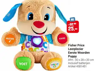 Lobbes Fisher Price Leerpleizer Eerste Woorden Puppy 30x28x20 cm aanbieding