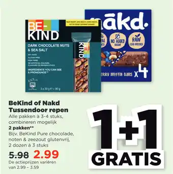 PLUS Bekind of nakd tussendoor repen aanbieding