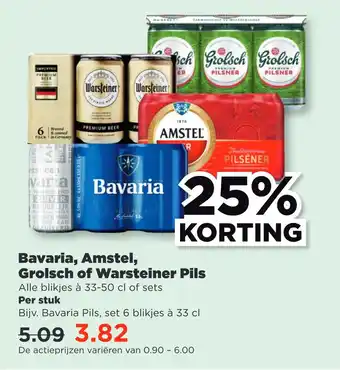 PLUS Bavaria, Amstel, Grolsch of Warsteine Pils aanbieding