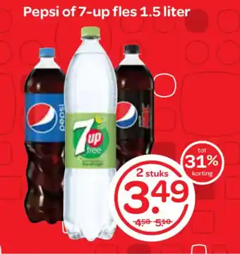 Spar Pepsi of 7-up fles 1.5 liter aanbieding