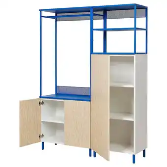 IKEA Platsa Kledingkast met 3 deuren, wit Kalbåden/blauw, 140x42x191 cm aanbieding