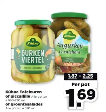 PLUS Kühne tafelzuren of piccallilly of groentesalades aanbieding