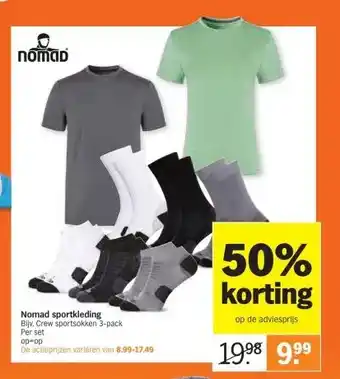 Albert Heijn Nomad sportkleding bijv. crew sportsokken 3-pack aanbieding