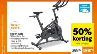 Albert Heijn Indoor cycle fitbike race 2.4 fluisterstil trainen door v-beltaandrijving interactief trainen met bluetooth-koppeling aanbieding