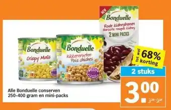 Albert Heijn Alle bonduelle conserven 250-400 gram en mini-packs aanbieding