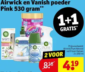 Kruidvat Airwick en Vanish poeder Pink 530 gram aanbieding