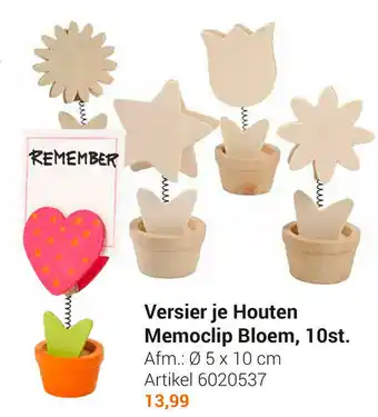 Lobbes Versier je Houten Memoclip Bloem, 10st. 5x10 cm aanbieding