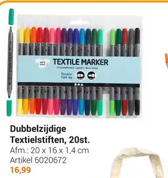 Lobbes Dubbelzijdige Textielstiften, 20st. 20x16x1.4 cm aanbieding