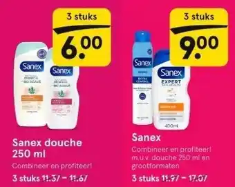 Etos Sanex douche 250 ml aanbieding