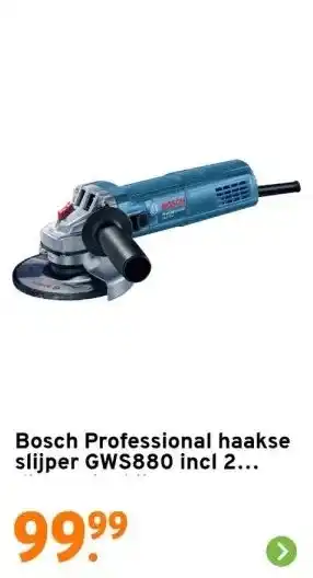 GAMMA Bosch professional haakse slijper gws880 incl 2 diamantschijven aanbieding