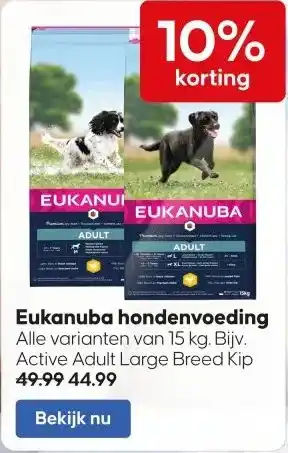 Pets Place Eukanuba hondenvoeding aanbieding