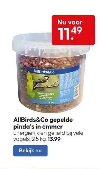 Pets Place Allbirds&co gepelde pinda's in emmer aanbieding