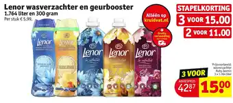 Kruidvat Lenor wasverzachter en geurbooster 1.764 liter en 300 gram aanbieding