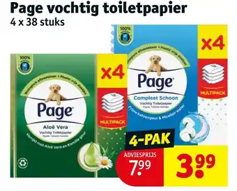 Kruidvat Page vochtig toiletpapier 4 x 38 stuks aanbieding