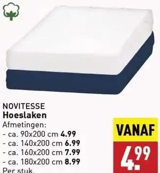 ALDI Novitesse hoeslaken afmetingen: aanbieding