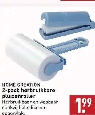 ALDI Home creation 2-pack herbruikbare pluizenroller aanbieding