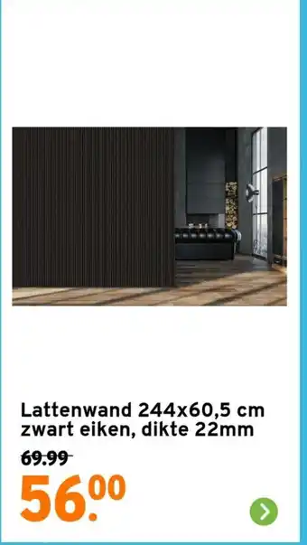 GAMMA Lattenwand 244x60,5 cm zwart eiken, dikte 22mm aanbieding