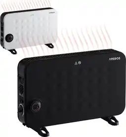 Bol.com Arebos convectorkachel electrisch - 2000w - convectorkachel met thermostaat - elektrische kachel - 3 warmtestanden - zwart aanbieding