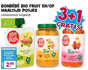 Boon`s Markt Bonbébé bio fruit en/of maaltijd potjes aanbieding