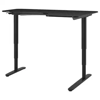 IKEA Bekant hoekbureau rechts zit/sta, zwart gebeitst essenfineer zwart, 160x110 cm aanbieding