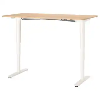 IKEA Bekant bureau zit/sta, wit gelazuurd eikenfineer/wit, 160x80 cm aanbieding