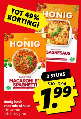 Boni Honig basis voor mix of saus pak 37-125 gram aanbieding