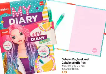 Lobbes Geheim Dagboek met Geheimschrift Pen 22x17x2 cm aanbieding