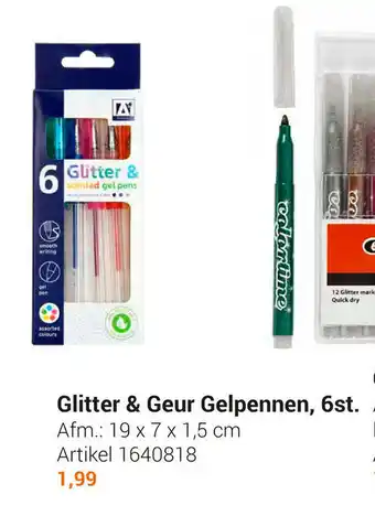 Lobbes Glitter & Geur Gelpennen, 6st. 19x7x1.5 cm aanbieding