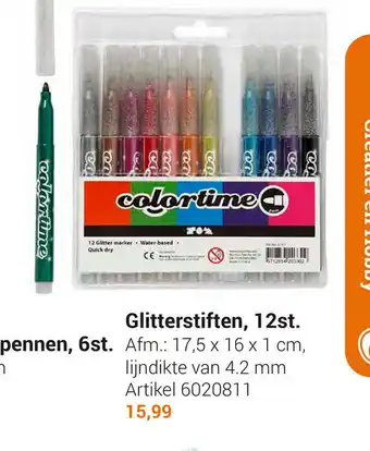 Lobbes Glitterstiften, 12st. 17.5x16x1 cm aanbieding
