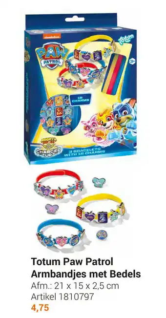 Lobbes Totum Paw Patrol Armbandjes met Bedels 21x15x2.5 cm aanbieding