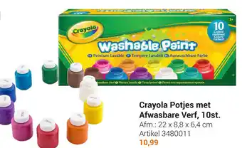 Lobbes Crayola Potjes met Afwasbare Verf, 10st. 22x8.8x6.4 cm aanbieding