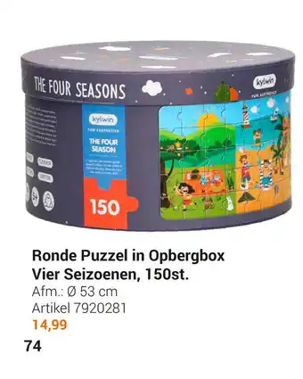 Lobbes Ronde Puzzel in Opbergbox Vier Seizoenen, 150st. 53 cm aanbieding