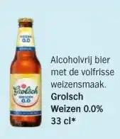 Albert Heijn Alcoholvrij bier met de volfrisse welzensmaak. grolsch weizen 0.0% aanbieding