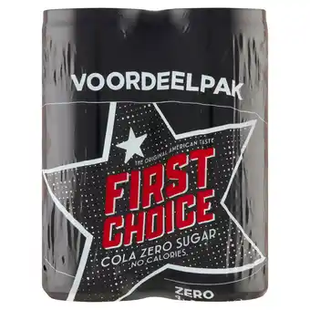 Dekamarkt First choice cola cola zero sugar 4x25 cl aanbieding
