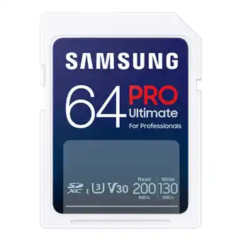MediaMarkt Samsung samsung pro ultimate – sd kaart 64 gb 200 & 130 mb/s geheugenkaart camera aanbieding