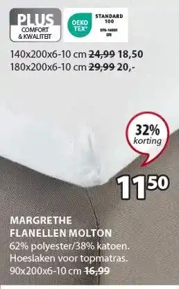 Jysk Margrethe flanellen molton aanbieding